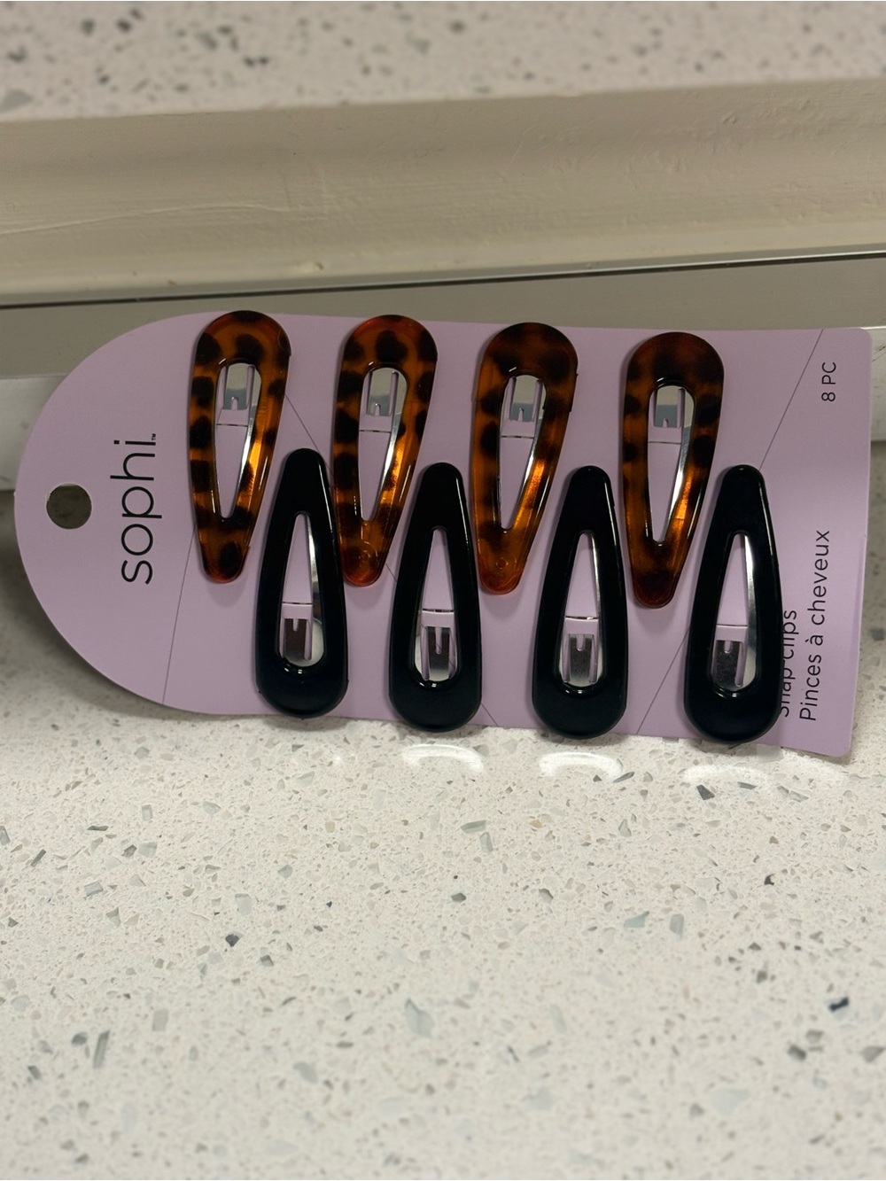 Sophi  8-Pack Tortoise and Black Snap Hair Clips
